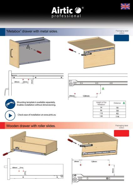 AirticBox für Rollenführung und Holzschubladen Seitenmontage
